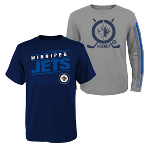 Winnipeg Jets Youth Binary 2-in-1 Long Sleeve/Short Sleeve T-Shirt Set by Outerstuff