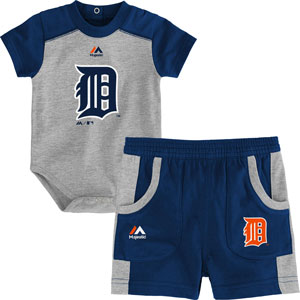 Detroit Tigers Newborn Double Header Bodysuit and Short Set by Majestic