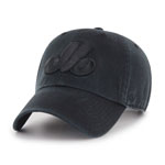 Montreal Expos Men's Cooperstown Black on Black Clean Up Adjustable Hat by '47