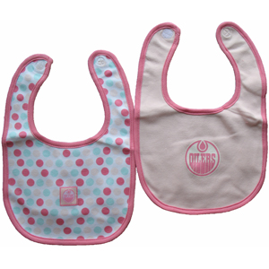 Edmonton Oilers Girls Pink 2-Piece Baby Bib Set by Mighty Mac