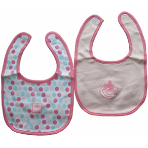 Vancouver Canucks Girls Pink 2-Piece Baby Bib Set by Mighty Mac