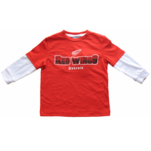 Detroit Red Wings Youth Distressed Faux Layer Long Sleeve T-Shirt by Mighty Mac