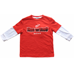 Detroit Red Wings Youth Distressed Faux Layer Long Sleeve T-Shirt by Mighty Mac