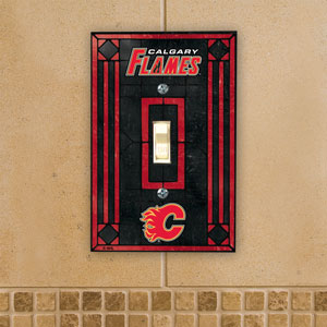 The Memory Company Calgary Flames Single Art Glass Light Switch Plate Cover