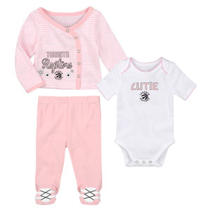 Toronto Raptors Newborn Girls Team Cutie Bodysuit, Shirt, and Pants Set by Outerstuff