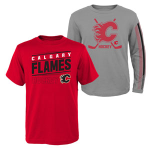 Calgary Flames Youth Binary 2-in-1 Long Sleeve/Short Sleeve T-Shirt Set by Outerstuff