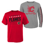 Calgary Flames Youth Binary 2-in-1 Long Sleeve/Short Sleeve T-Shirt Set by Outerstuff