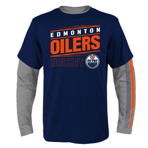 Edmonton Oilers Youth Binary 2-in-1 Long Sleeve/Short Sleeve T-Shirt Set by Outerstuff