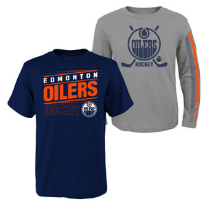 Edmonton Oilers Youth Binary 2-in-1 Long Sleeve/Short Sleeve T-Shirt Set by Outerstuff