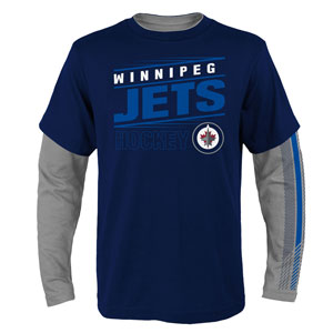 Winnipeg Jets Youth Binary 2-in-1 Long Sleeve/Short Sleeve T-Shirt Set by Outerstuff