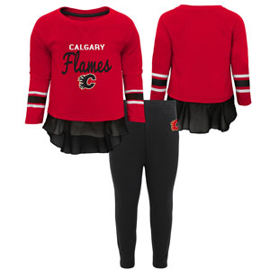 Calgary Flames Toddler Girls Show Off Long Sleeve Top and Leggings Set by Outerstuff