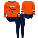 Edmonton Oilers Toddler Girls Show Off Long Sleeve Top and Leggings Set by Outerstuff