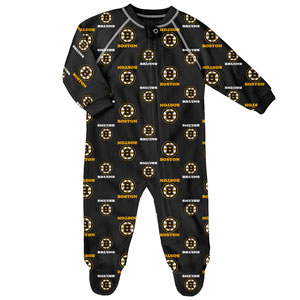 Boston Bruins Infant All Over Print Raglan Sleeper by Outerstuff