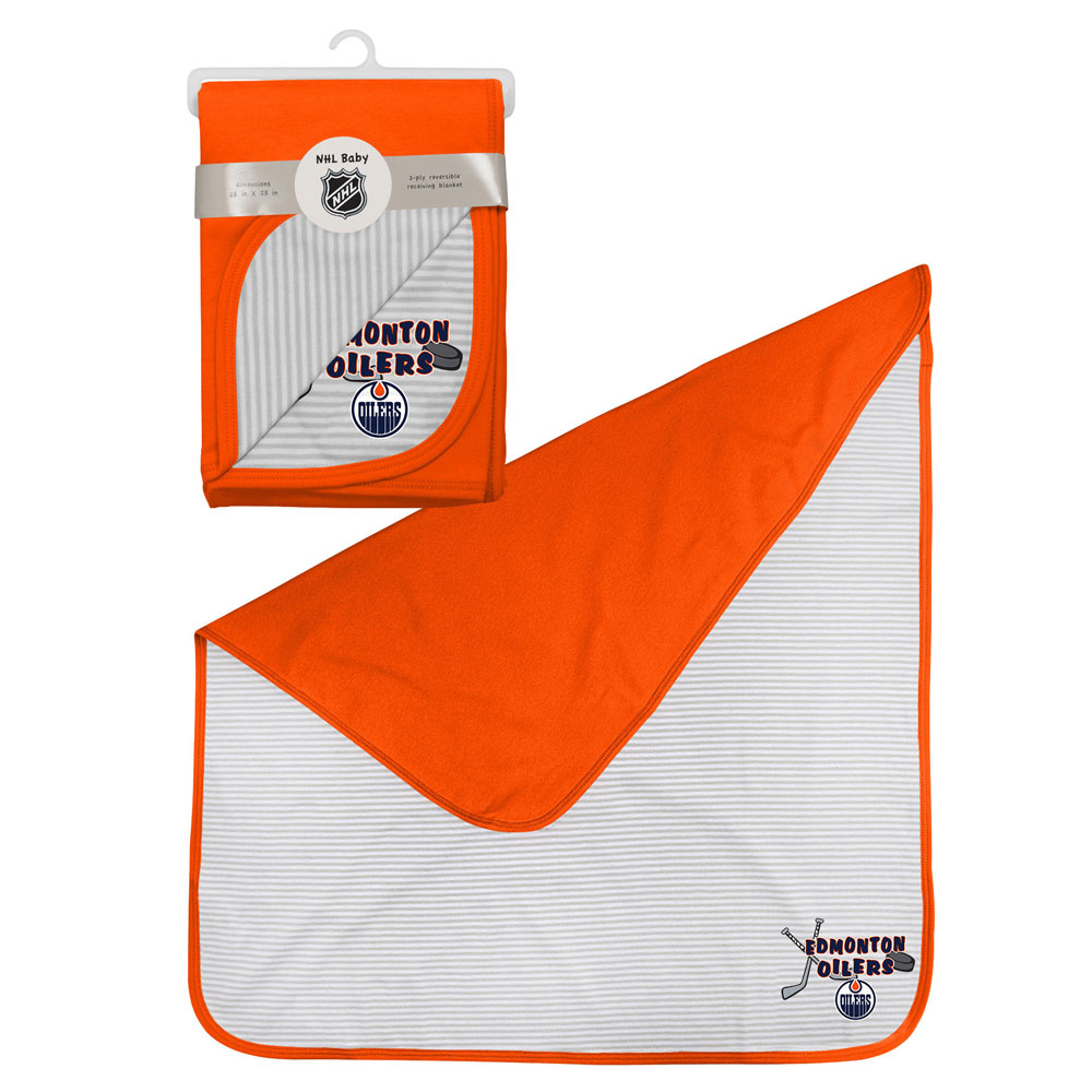 TheSportsDen.ca Edmonton Oilers 2Ply Reversible Receiving Blanket by Outerstuff
