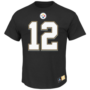 Terry Bradshaw Pittsburgh Steelers Eligible Receiver II Name and Number T-Shirt by Majestic