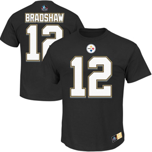 Terry Bradshaw Pittsburgh Steelers Eligible Receiver II Name and Number T-Shirt by Majestic