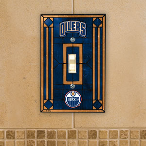 The Memory Company Edmonton Oilers Single Art Glass Light Switch Plate Cover