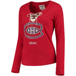 Montreal Canadiens Women's Vintage Henley Lace Up Long Sleeve T-Shirt by CCM
